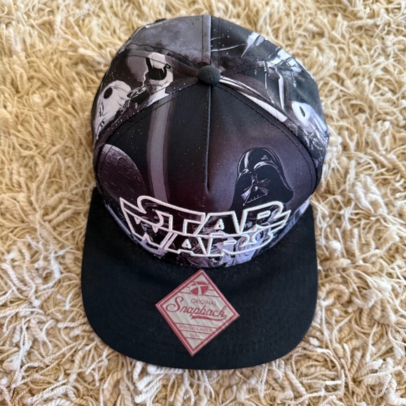 Star Wars Hip Hop Cap Mens Black White Embroidered Logo Adjustable Snapback Hat - Picture 1 of 6